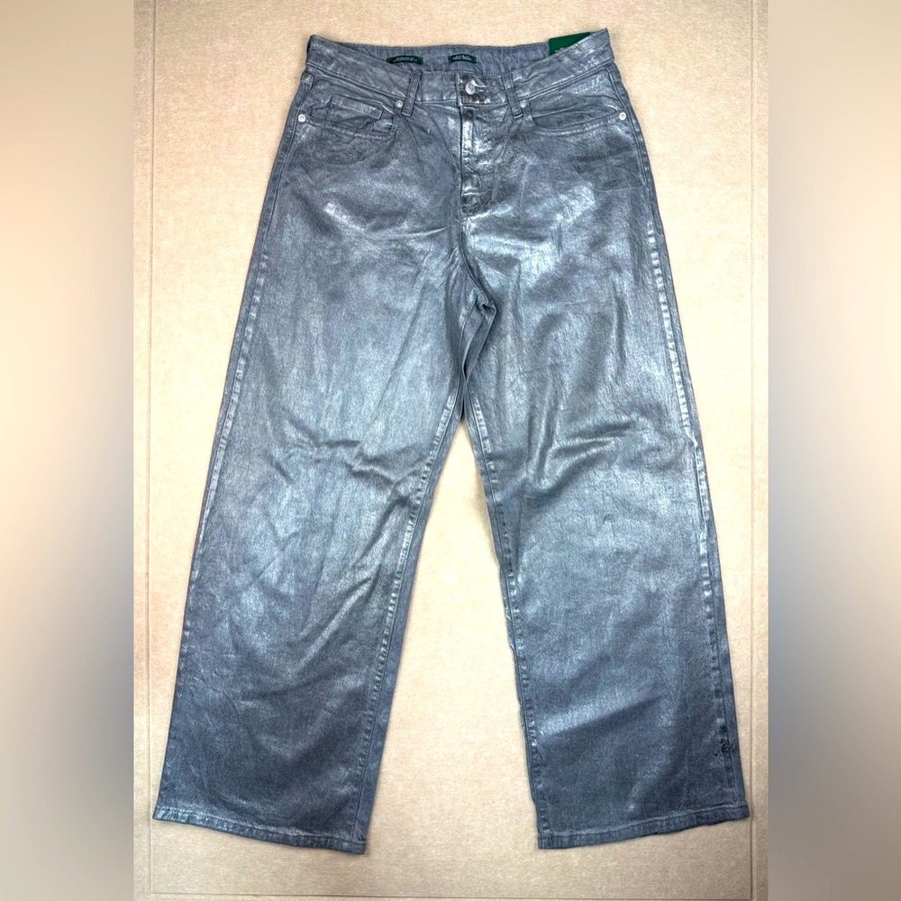 Wild Fable Jeans Women’s Size 10R High Rise‎ Baggy Pants Metallic Silver